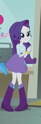 Size: 212x642 | Tagged: safe, screencap, rarity, a case for the bass, equestria girls, g4, my little pony equestria girls: rainbow rocks, boots, clothes, cropped, offscreen character, shoes, skirt, smiling