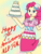 Size: 1668x2224 | Tagged: safe, artist:infinityr319, pinkie pie, human, g4, birthday cake, cake, clothes, dress, female, food, happy birthday mlp:fim, humanized, mlp fim's seventh anniversary, solo