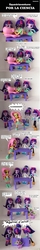 Size: 844x5283 | Tagged: safe, artist:whatthehell!?, edit, fluttershy, sci-twi, spike, twilight sparkle, dog, equestria girls, g4, boots, clothes, coat, dissection, doll, equestria girls minis, eqventures of the minis, funny, irl, merchandise, parody, pencil, photo, ribbon, science, scientist, shoes, spanish, spike the dog, sweater, table, toy