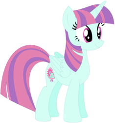 Size: 1024x1091 | Tagged: safe, artist:ra1nb0wk1tty, sunny flare, twilight sparkle, alicorn, pony, g4, female, flarecorn, mare, recolor, simple background, solo, transparent background, twilight sparkle (alicorn)