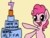 Size: 760x577 | Tagged: safe, artist:wenni, derpibooru exclusive, pinkie pie, earth pony, pony, g4, birthday candles, cake, cute, female, food, happy birthday mlp:fim, longboy, mare, mistake, mlp fim's seventh anniversary, open mouth, pointing, simple background, smiling, solo, yellow background