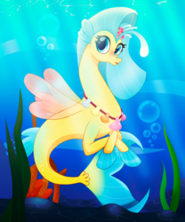 Size: 1063x1280 | Tagged: safe, artist:kavelier, princess skystar, seapony (g4), g4, my little pony: the movie, bubble, female, smiling, solo, underwater