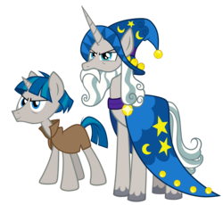 Size: 1800x1656 | Tagged: safe, artist:thecheeseburger, star swirl the bearded, stygian, pony, unicorn, g4, shadow play, hat, male, simple background, stallion, transparent background, vector, wizard, wizard hat