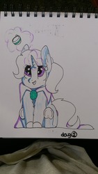 Size: 1080x1920 | Tagged: safe, artist:spoopygander, trixie, pony, unicorn, g4, cup, female, inktober, solo, teacup, tongue out, traditional art, underhoof