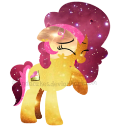 Size: 591x667 | Tagged: safe, artist:ipandacakes, oc, oc only, oc:chimi cherry cheesecake, earth pony, pony, ethereal mane, female, galaxy pony, laughing, mare, offspring, parent:cheese sandwich, parent:pinkie pie, parents:cheesepie, simple background, solo, transparent background, watermark