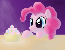 Size: 900x700 | Tagged: safe, artist:dashyoshi, pinkie pie, earth pony, pony, g4, cupcake, female, food, smiling, solo