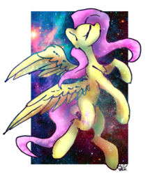 Size: 890x987 | Tagged: safe, artist:xmagicdarknessx, fluttershy, pegasus, pony, g4, female, galaxy, mare, solo, wings