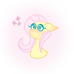 Size: 342x343 | Tagged: safe, artist:siathesquidqueen, fluttershy, g4, bust, female, glowing, simple background, solo, transparent background