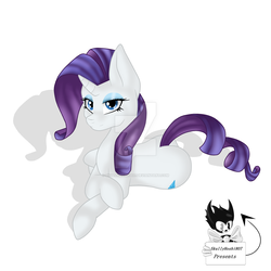 Size: 1024x1024 | Tagged: safe, artist:skullyhoshi807, rarity, g4, female, prone, solo, watermark