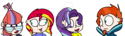 Size: 1024x295 | Tagged: safe, artist:theroyalguardshadow, moondancer, starlight glimmer, sunburst, sunset shimmer, human, g4, humanized