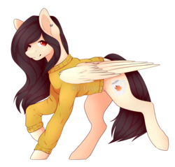 Size: 1024x978 | Tagged: safe, artist:itsizzybel, oc, oc only, oc:cassie, pegasus, pony, clothes, female, mare, simple background, solo, sweater, transparent background