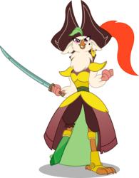Size: 1402x1800 | Tagged: safe, artist:seahawk270, captain celaeno, bird, anthro, g4, my little pony: the movie, clothes, ear piercing, female, hat, piercing, pirate, pirate hat, simple background, smiling, solo, sword, transparent background, vector, weapon