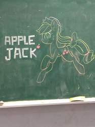 Size: 1511x2015 | Tagged: safe, applejack, earth pony, pony, g4, chalkboard, female, solo