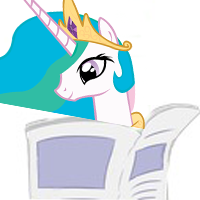 Size: 200x200 | Tagged: safe, princess celestia, alicorn, pony, g4, crown, female, jewelry, mare, newspaper, peytral, regalia, simple background, solo, white background