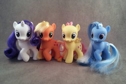 Size: 1024x685 | Tagged: safe, applejack, fluttershy, rarity, trixie, g4, female, irl, photo, toy