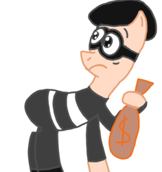 Size: 2656x2809 | Tagged: safe, artist:wumowumo, crime time, crossover, high res, hoof hold, mime, money bag, robber, shifty, simple background, transparent background