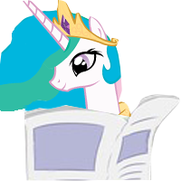 Size: 200x200 | Tagged: safe, princess celestia, pony, g4, female, mare, newspaper, simple background, solo, transparent background