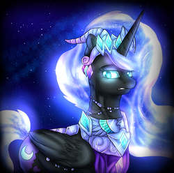 Size: 1924x1912 | Tagged: safe, artist:not-ordinary-pony, nightmare moon, alicorn, pony, g4, female, glowing eyes, glowing mane, mare, solo
