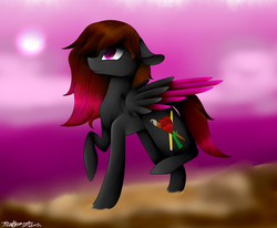 Size: 1024x843 | Tagged: safe, artist:purediamond360, oc, oc only, pegasus, pony, colored wings, female, mare, multicolored wings, raised leg, solo