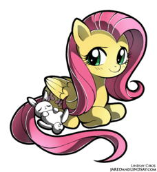 Size: 769x844 | Tagged: safe, artist:angelwaveo6, artist:lindsay cibos, color edit, edit, angel bunny, fluttershy, pegasus, pony, g4, colored, cute, female, folded wings, lying down, mare, prone, shyabetes, simple background, transparent background, wings