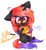 Size: 2613x2865 | Tagged: safe, artist:honeybbear, oc, oc only, oc:tabitha, pony, chibi, female, halloween, high res, holiday, jack-o-lantern, mare, pumpkin, sitting, solo