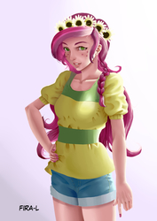 Size: 2894x4093 | Tagged: safe, artist:fira-l, gloriosa daisy, equestria girls, g4, my little pony equestria girls: legend of everfree, clothes, female, freckles, hand on hip, high res, shorts