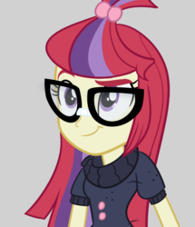 Size: 668x778 | Tagged: dead source, safe, artist:wubcakeva, moondancer, equestria girls, g4, clothes, cute, dancerbetes, equestria girls-ified, female, glasses, simple background, smiling, solo, sweater, wubcake