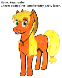 Size: 581x735 | Tagged: safe, artist:shayzorr, derpibooru exclusive, applejack, earth pony, pony, g4, female, happy birthday mlp:fim, looking at you, loose hair, mare, mlp fim's seventh anniversary, simple background, solo, traditional art, white background