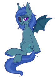 Size: 750x1057 | Tagged: safe, artist:lulubell, oc, oc only, oc:wing whisper, bat pony, eyepatch, female, mare, scar, simple background, solo, transparent background