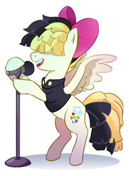 Size: 885x1207 | Tagged: safe, artist:random-gal, songbird serenade, pegasus, pony, g4, my little pony: the movie, bipedal, bipedal leaning, female, hair over eyes, leaning, mare, sia (singer), simple background, solo, spread wings, white background, wings