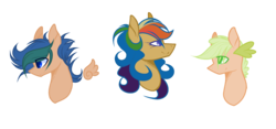 Size: 2197x1029 | Tagged: safe, artist:girlpowergeneration, oc, oc only, dracony, hybrid, pony, adoptable, bust, interspecies offspring, magical gay spawn, offspring, parent:applejack, parent:flash sentry, parent:quibble pants, parent:rainbow dash, parent:spike, parent:timber spruce, parents:applespike, parents:quibbledash, parents:timberflash, portrait