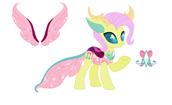 Size: 812x498 | Tagged: safe, artist:blazetoop, oc, oc only, changedling, changeling, hybrid, cute, interspecies offspring, offspring, parent:fluttershy, parent:thorax, parents:thoraxshy, simple background, solo, white background