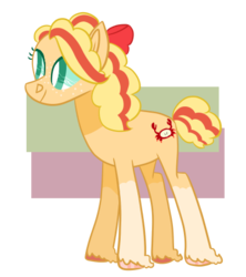 Size: 400x450 | Tagged: safe, artist:icelandicgirafarig, oc, oc only, oc:crab apple, earth pony, pony, bow, hair bow, offspring, parent:bright mac, parent:pear butter, parents:brightbutter, simple background, solo, transparent background, unshorn fetlocks