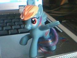 Size: 320x240 | Tagged: safe, artist:nekomellow, rainbow dash, g4, computer, irl, laptop computer, mcdonald's happy meal toys, photo, solo, toy