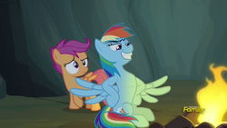 Size: 1920x1080 | Tagged: safe, screencap, rainbow dash, scootaloo, pegasus, pony, campfire tales, g4, my little pony: friendship is magic