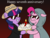 Size: 960x720 | Tagged: safe, artist:artattax, pinkie pie, twilight sparkle, g4, cake, candle, dross, food, happy birthday mlp:fim, hat, mlp fim's seventh anniversary, sunglasses