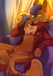 Size: 1900x2728 | Tagged: safe, artist:bakaccha, capper dapperpaws, cat, anthro, g4, my little pony: the movie, bedroom eyes, chest fluff, handsome, lidded eyes, looking at you, male, paw pads, paws, seductive, seductive look, sexy, sitting, solo, stupid sexy capper, underpaw