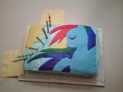 Size: 320x240 | Tagged: safe, artist:cptmcmuffinz, rainbow dash, g4, cake, candle, craft, food, irl, photo, solo