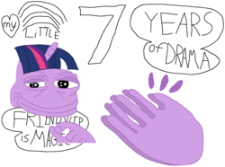 Size: 2999x2228 | Tagged: safe, artist:iloveportalz0r, twilight sparkle, g4, 1000 hours in ms paint, crappy drawing, emoji, happy birthday mlp:fim, high res, meme, mlp fim's seventh anniversary, my little pony logo, op is a duck, pepe the frog
