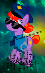 Size: 564x920 | Tagged: safe, copper top, earth pony, pony, g4, clothes, creepypasta, meme, police, police pony, surreal meme, zalgo