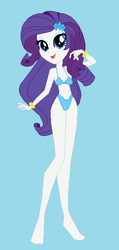 Size: 294x618 | Tagged: safe, artist:dinalfos5, rarity, human, equestria girls, g4, barefoot, base used, belly, belly button, bikini, blue background, clothes, feet, female, simple background, solo, swimsuit