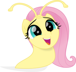 Size: 3590x3420 | Tagged: safe, artist:sollace, fluttershy, original species, slug, g4, my little pony: the movie, cute, female, happy, high res, looking at you, movie accurate, open mouth, show accurate, shyabetes, simple background, slug pony, sluggershy, smiling, solo, species swap, transparent background, vector, wat