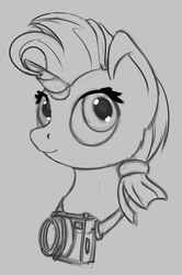 Size: 1796x2699 | Tagged: safe, artist:drafthoof, love sketch, pony, g4, once upon a zeppelin, bust, camera, monochrome, portrait, sketch, solo