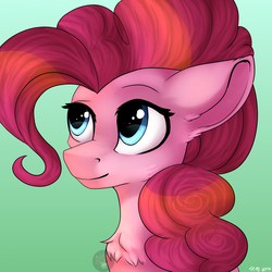 Size: 3000x3000 | Tagged: safe, artist:racheldantes, pinkie pie, earth pony, pony, g4, bust, female, green background, high res, portrait, simple background, solo