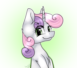 Size: 2500x2200 | Tagged: safe, artist:katzishiki, sweetie belle, pony, g4, bust, female, high res, portrait, solo