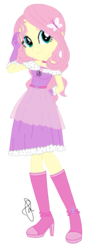 Size: 748x2048 | Tagged: safe, artist:ilaria122, artist:selenaede, fluttershy, butterfly, equestria girls, g4, boots, clothes, cute, dress, female, gloves, high heel boots, looking at you, not a vector, shoes, signature