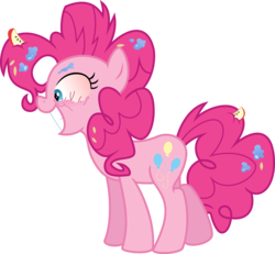 Size: 5000x4625 | Tagged: safe, artist:kamyk962, pinkie pie, earth pony, pony, g4, secrets and pies, absurd resolution, apple, bloodshot eyes, creepy, cutie mark, female, food, mare, nervous, simple background, smiling, solo, transparent background, vector, water