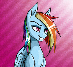 Size: 1422x1302 | Tagged: safe, artist:akweer, rainbow dash, pegasus, pony, g4, female, grin, mare, multicolored hair, smiling, solo