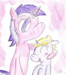 Size: 534x609 | Tagged: safe, artist:ptitemouette, amethyst star, dinky hooves, sparkler, g4, female, sisters