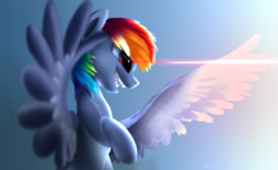 Size: 3544x2168 | Tagged: safe, artist:php69, rainbow dash, pegasus, pony, g4, secrets and pies, evil pie hater dash, eye beams, female, grin, high res, mare, multicolored hair, scene interpretation, smiling, solo
